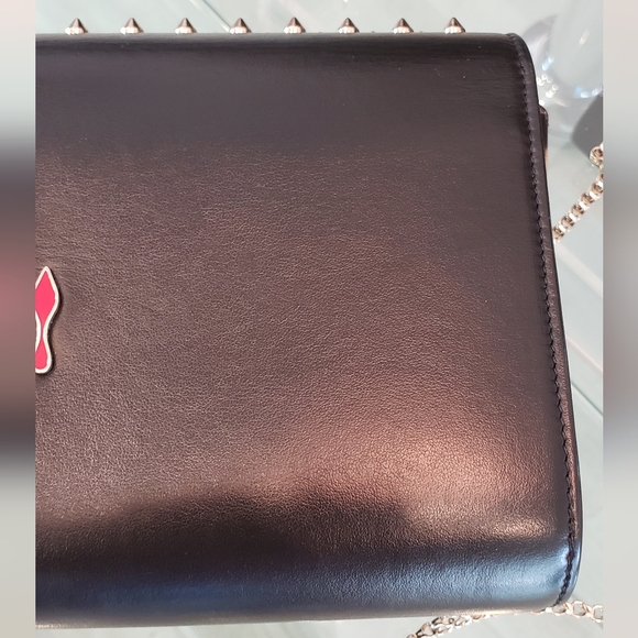 NWOT - Christian Louboutin gold spike leopard Paloma clutch/shoulder bag - Picture 5 of 16